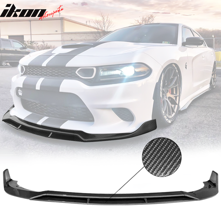 Fits 15-23 Dodge Charger SRT Front Bumper Lip Spoiler 4PC V2 Style Matte Black