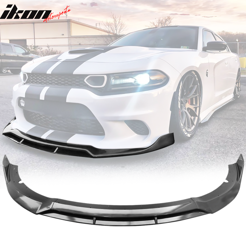 Fits 15-23 Dodge Charger SRT Front Bumper Lip Spoiler 4PC V2 Style Matte Black