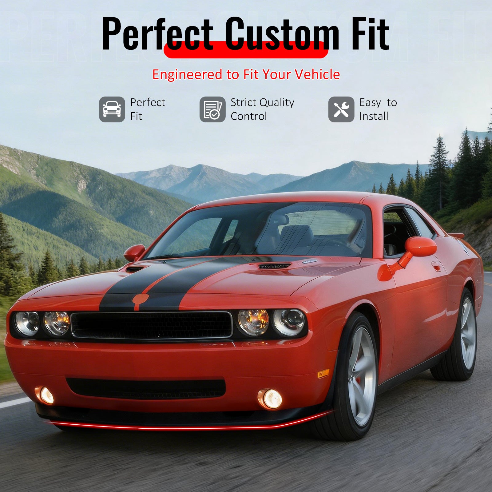 Fits 08-10 Dodge Challenger MDP Style Front Bumper Lip PU Spoiler Chin Splitter