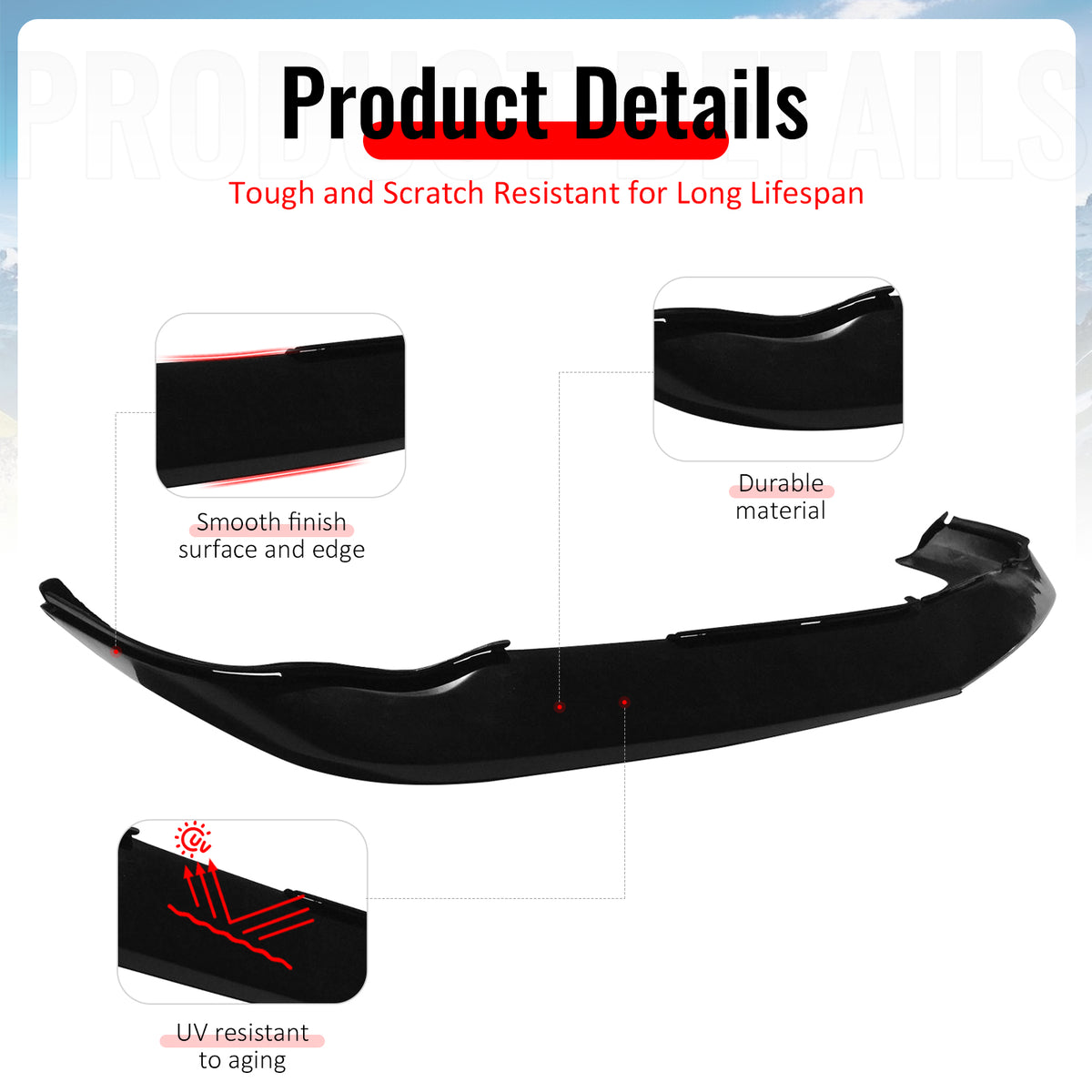 Fits 08-10 Dodge Challenger MDP Style Front Bumper Lip PU Spoiler Chin Splitter