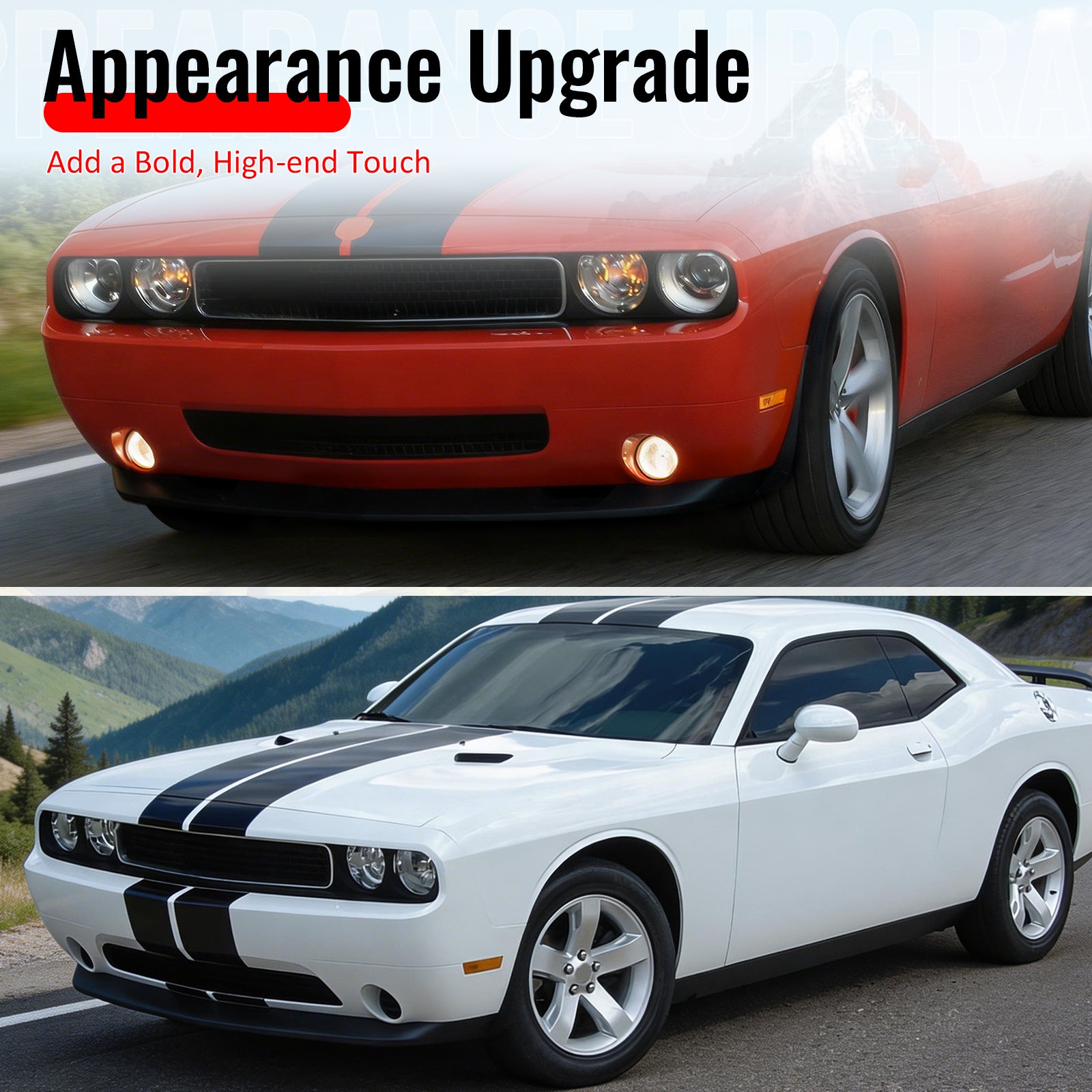 Fits 08-10 Dodge Challenger MDP Style Front Bumper Lip PU Spoiler Chin Splitter