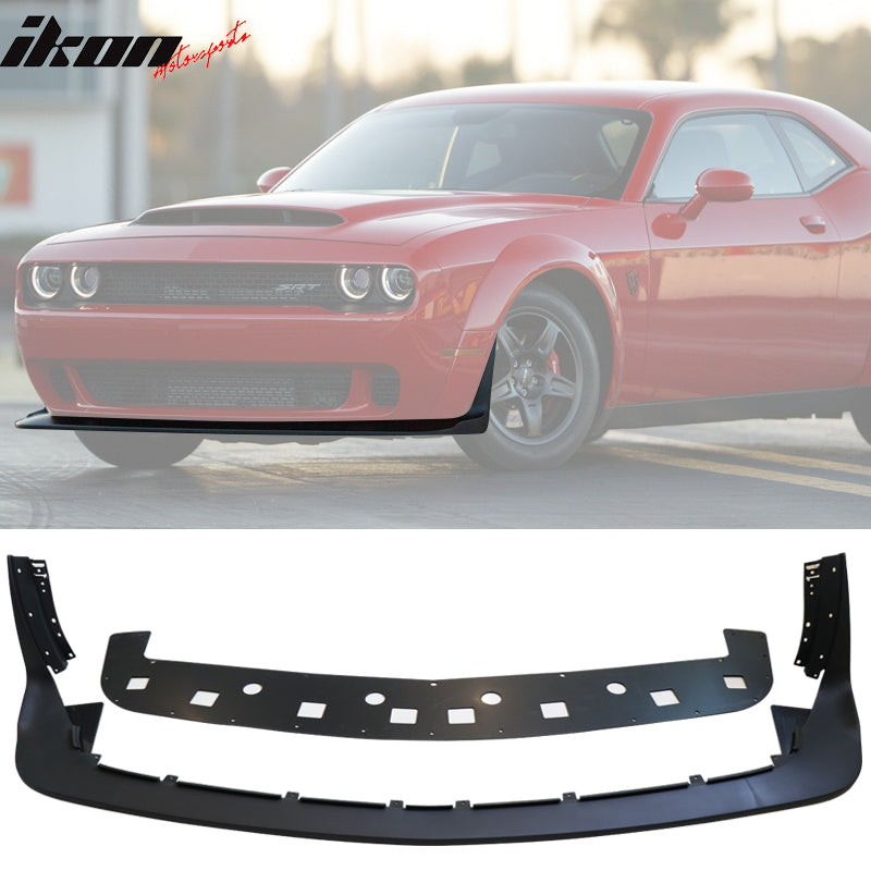 Front Bumper Lip + Fender Flares Compatible With 2015-2023 Dodge Challenger Hellcat Models, Hellcat to Demon Conversion Air Dam Chin Wheel Trim Protection PP by IKON MOTORSPORTS