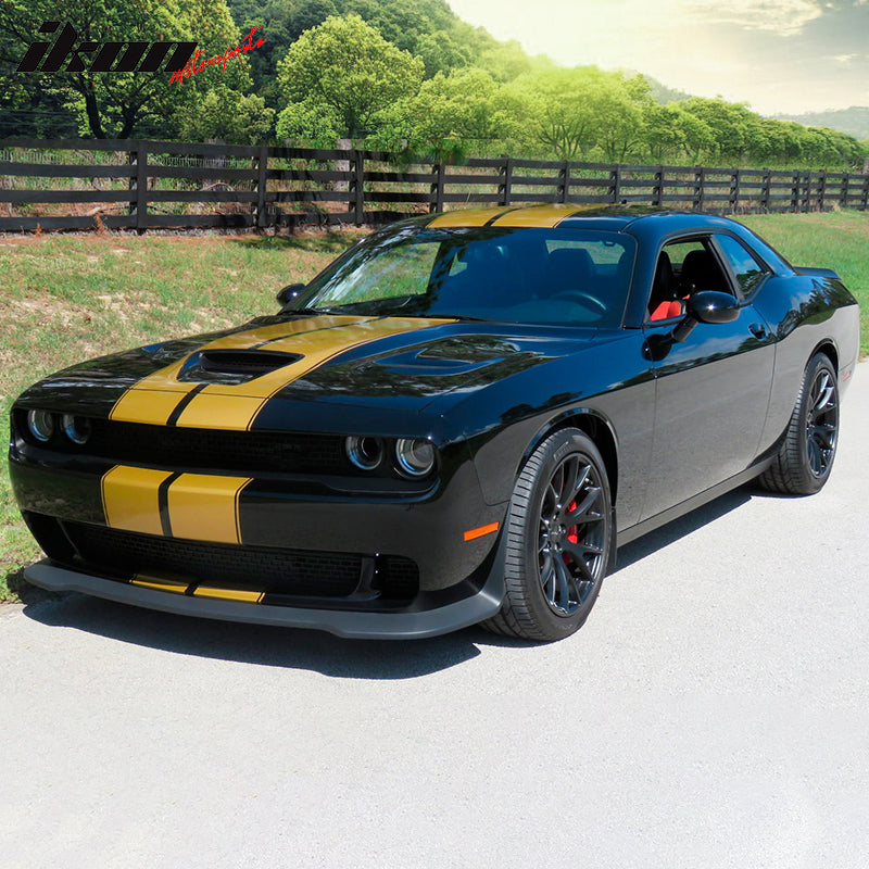 IKON MOTORSPORTS, Front Bumper Lip Compatible With 2015-2023 Dodge Challenger Hellcat Models, Hellcat Style PP