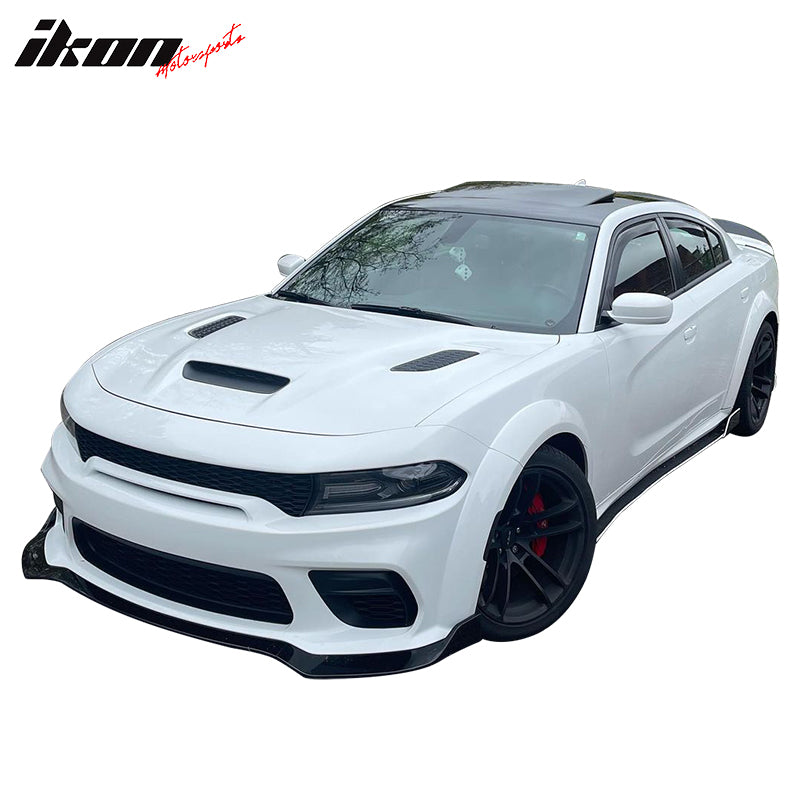 Fits 20-23 Dodge Charger Widebody, IKON V1 Style Front Bumper Lip 3pcs ABS