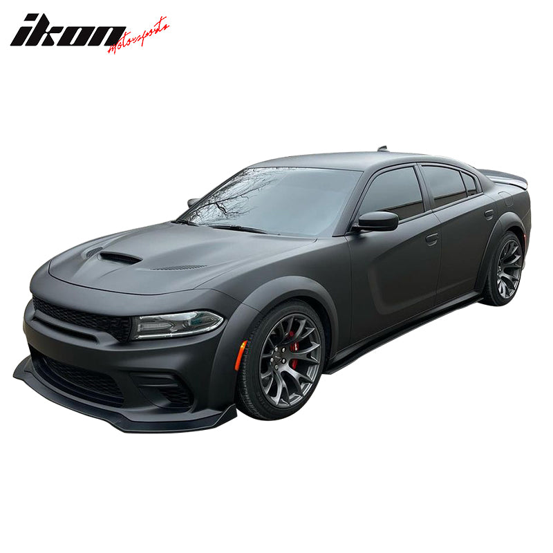 Fits 20-23 Dodge Charger Widebody, IKON V1 Style Front Bumper Lip 3pcs ABS