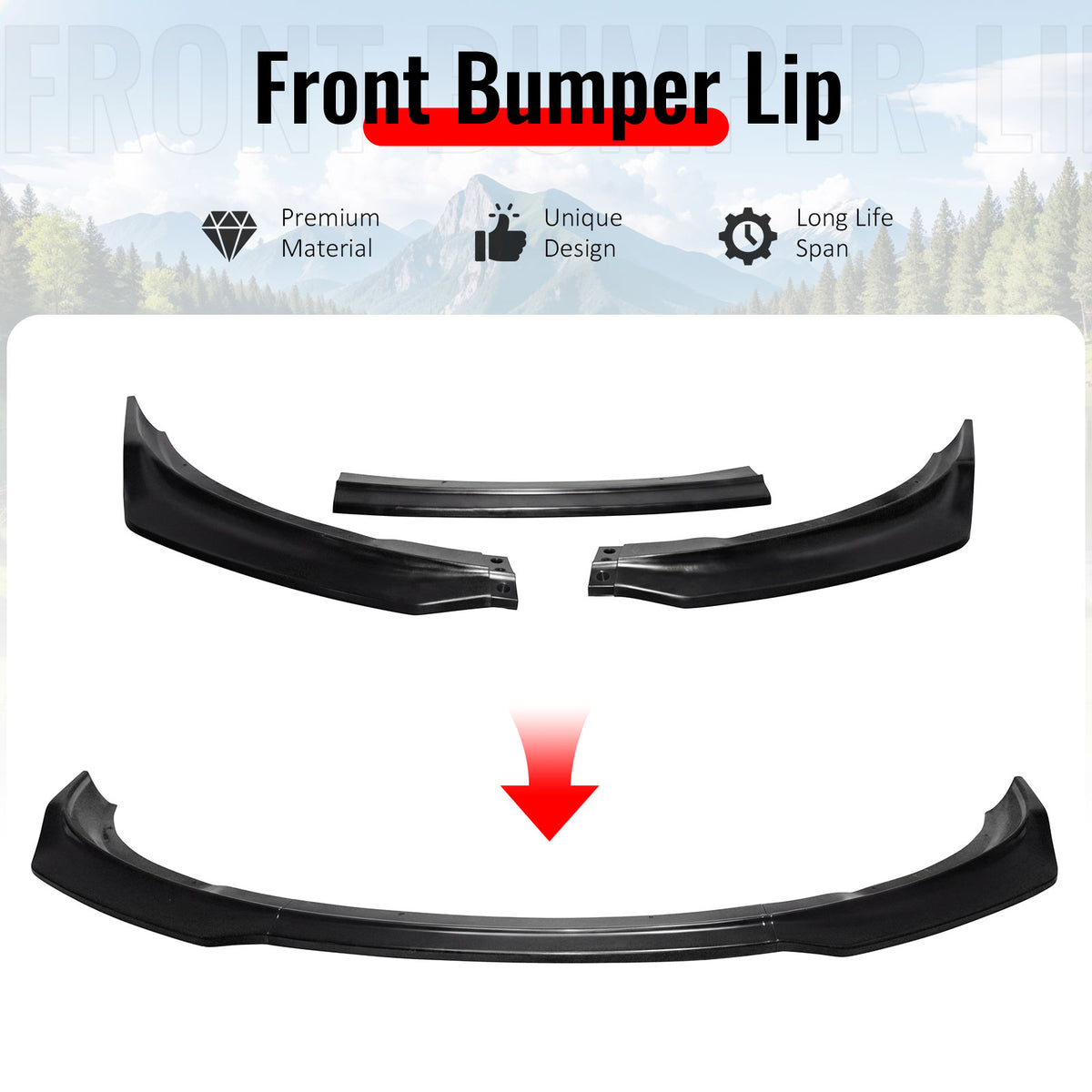 Fits 13-16 Dodge Dart IKCS Style PU Front Bumper Lip Chin Spoiler Unpainted 3PCS