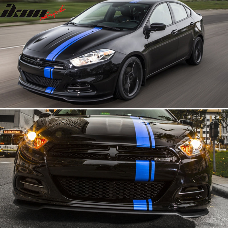 Front Bumper Lip Compatible With 2013-2016 Dodge Dart, Factory Style Unpainted Black PU Front Bumper Lip Spoiler By IKON MOTORSPORTS, 2014 2015