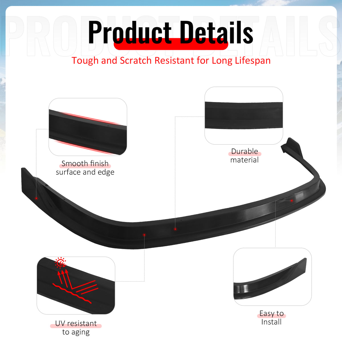 Fits 03-04 Ford Mustang SVT Cobra MDA V2 Style Front Bumper Lip PU Unpainted