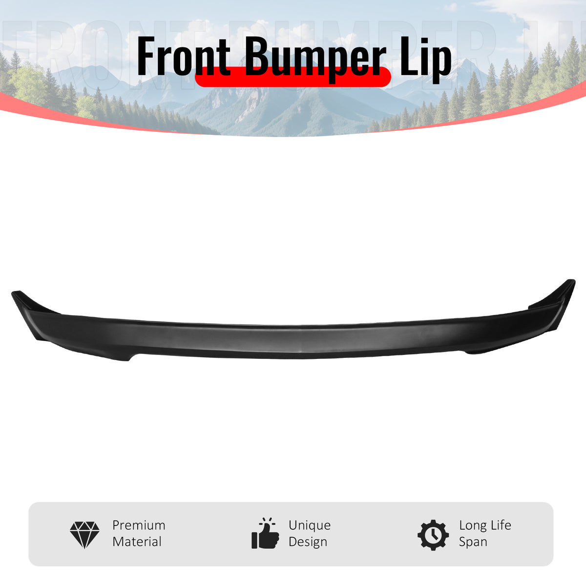Fits 05-09 Ford Mustang V6 3C Style Front Bumper Lip Spoiler Chin PU Unpainted