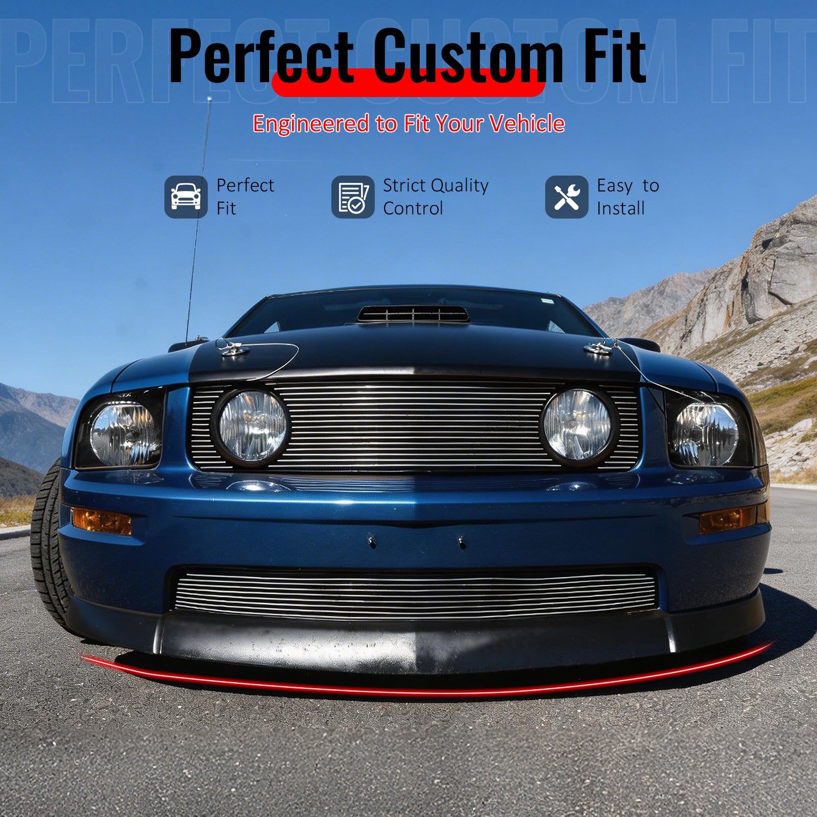 Fits 05-09 Ford Mustang V8 GT CV2 Style Front Bumper Lip Spoiler PU Unpainted
