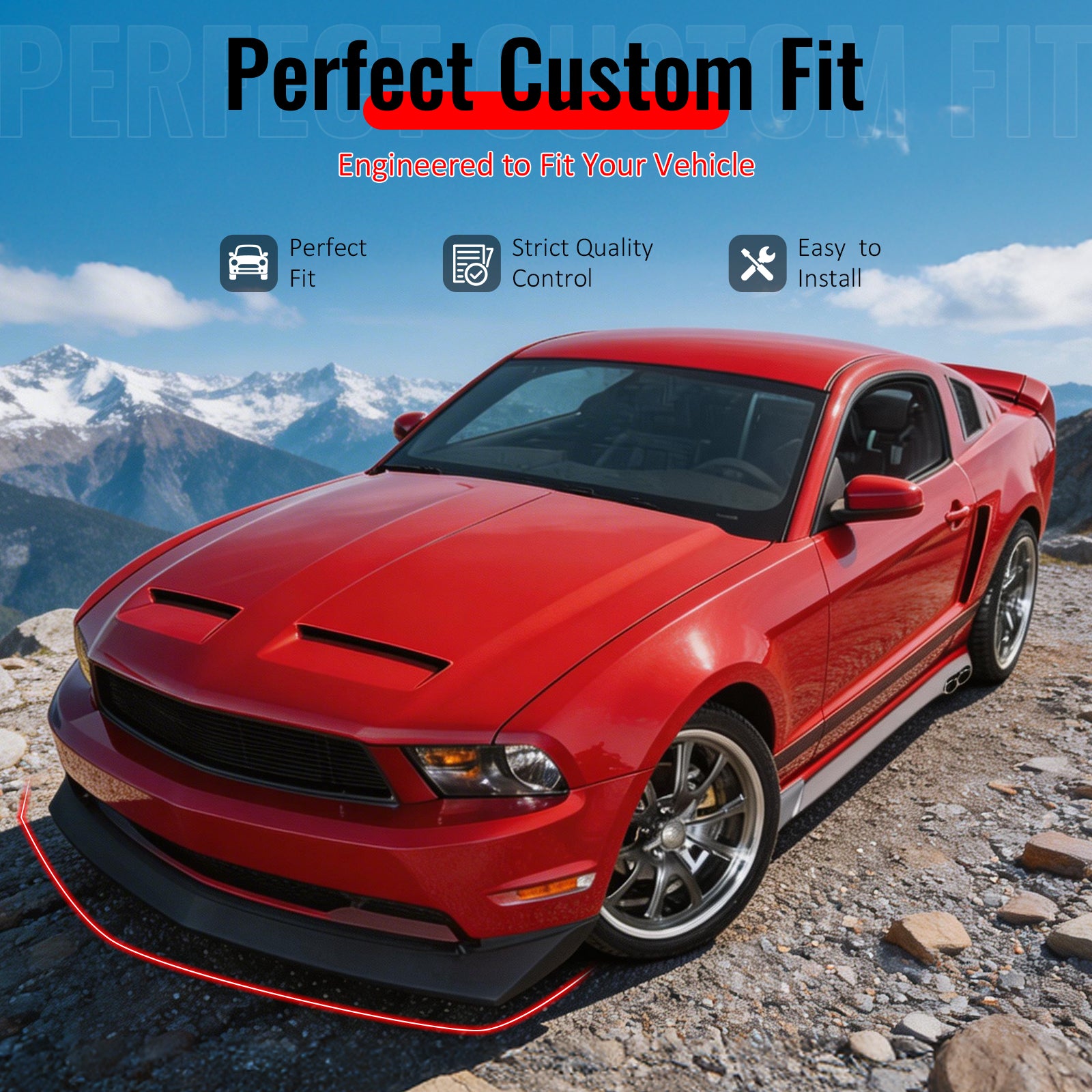 Fits 10-12 Ford Mustang V8 B2 Style Front Bumper Lip Spoiler Chin PU Unpainted