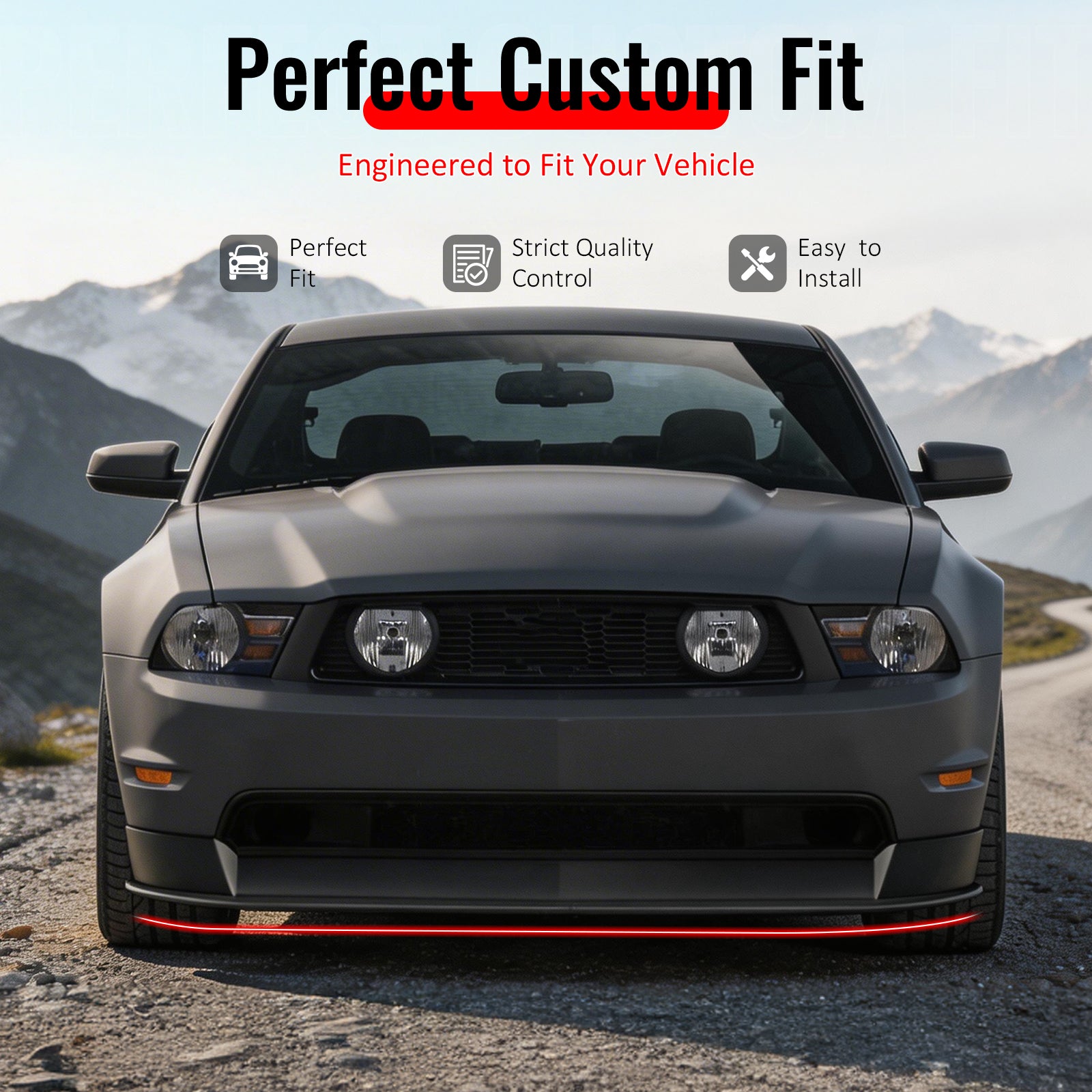 Fits 10-12 Ford Mustang V8 ST Style Front Bumper Lip Spoiler Chin PU Unpainted