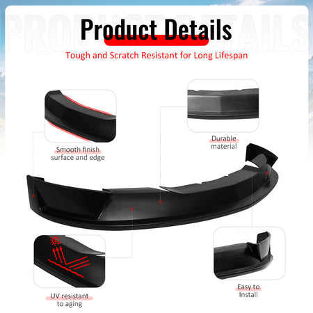 Fits 10-12 Ford Mustang V8 ST Style Front Bumper Lip Spoiler Chin PU Unpainted