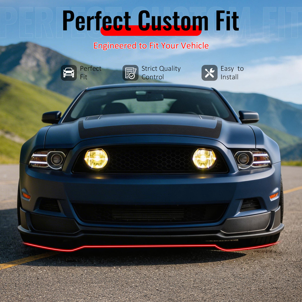Fits 13-14 Ford Mustang V6 & GT RTR Style Front Bumper Lip Spoiler PU Unpainted