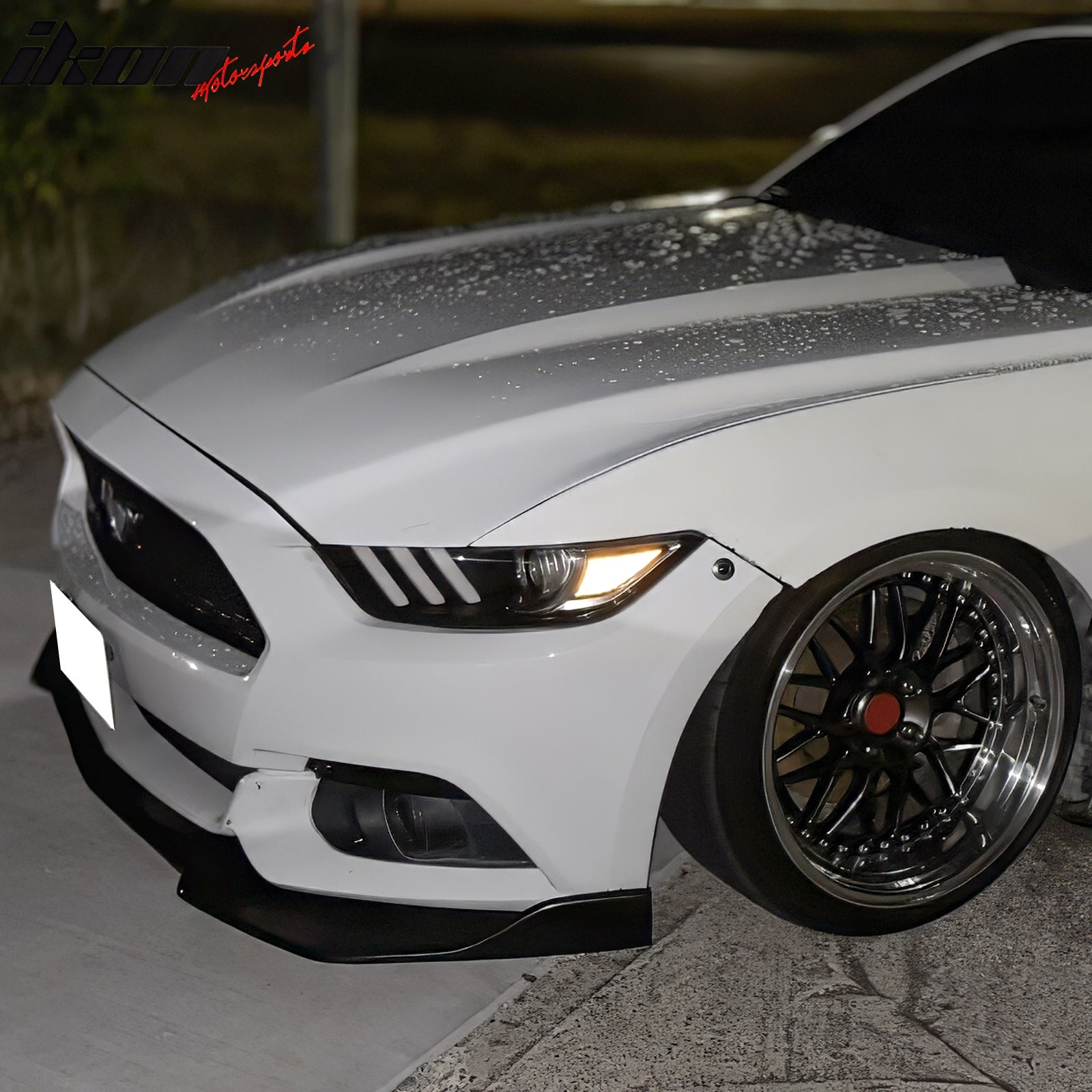 Fits 15-17 Ford Mustang MDA V2 Style Front Bumper Lip Spoiler Unpainted Black PU