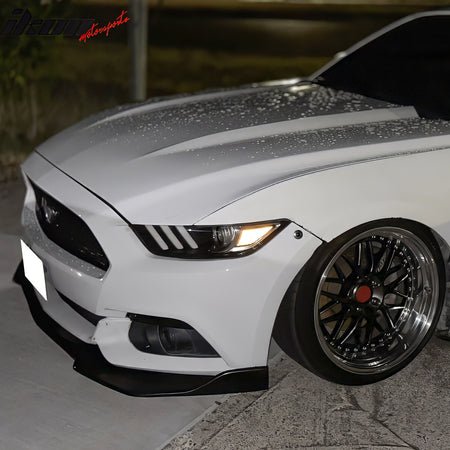 Fits 15-17 Ford Mustang MDA V2 Style Front Bumper Lip Spoiler Unpainted Black PU