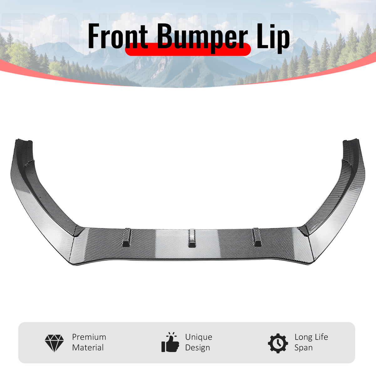 Fits 16-18 Ford Focus RS IKON Style Front Bumper Lip ABS Carbon Fiber Print 3PCS
