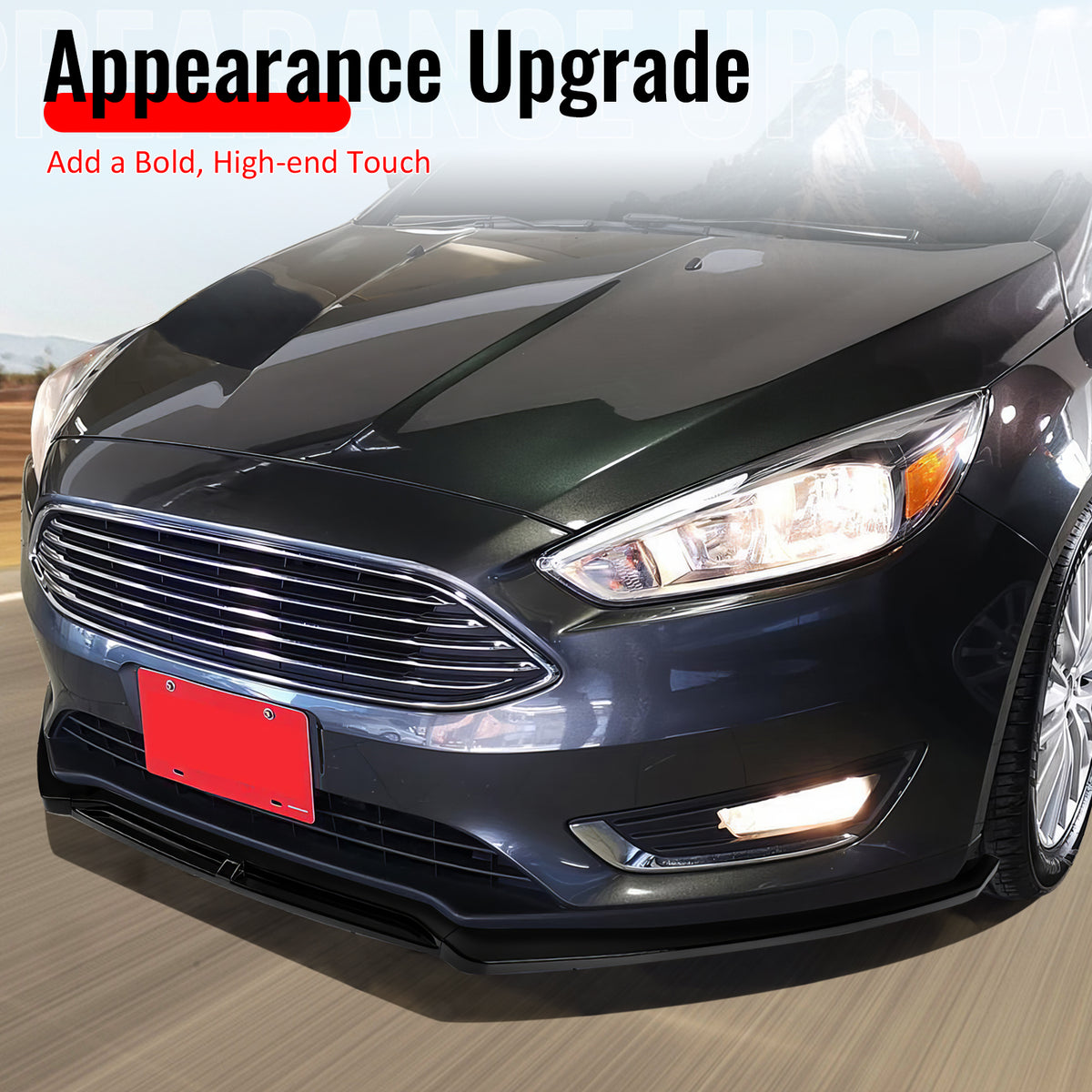 Fits 15-18 Ford Focus IKON Style Front Bumper Lip Spoiler Gloss Black PP 3PCS