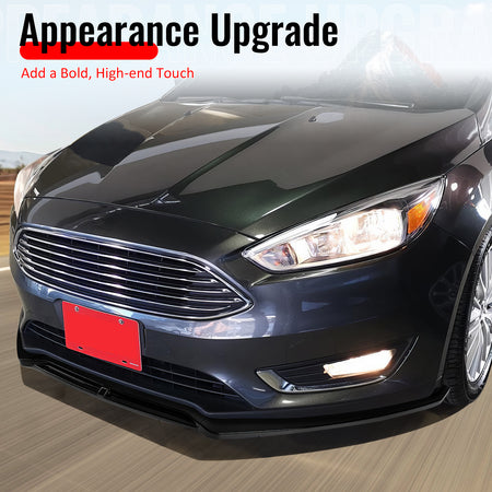 Fits 15-18 Ford Focus IKON Style Front Bumper Lip Spoiler Gloss Black PP 3PCS