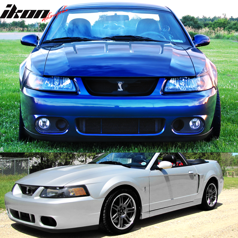 Front Bumper Lip Compatible With 2003-2004 Ford Mustang SVT, Factory Style Black PU Front Lip Finisher Under Chin Spoiler Add On by IKON MOTORSPORTS