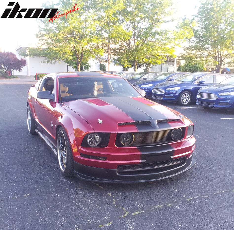 Front Bumper Lip Compatible With 2005-2009 Ford Mustang V6, Sport style Black PU Front Lip Finisher Under Chin Spoiler Add On by IKON MOTORSPORTS, 2006 2007 2008