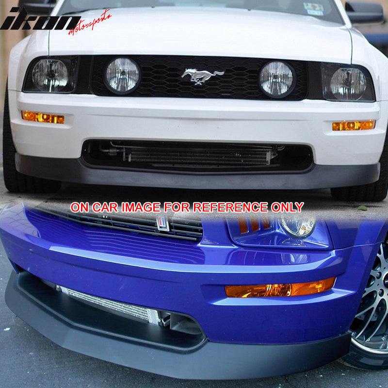 Pre-painted Front Bumper Lip Compatible With 2005-2009 Ford Mustang V8, IKC Style PU Painted Ebony (Color Code # UA)Front Lip Spoiler Splitter by IKON MOTORSPORTS, 2006 2007 2008