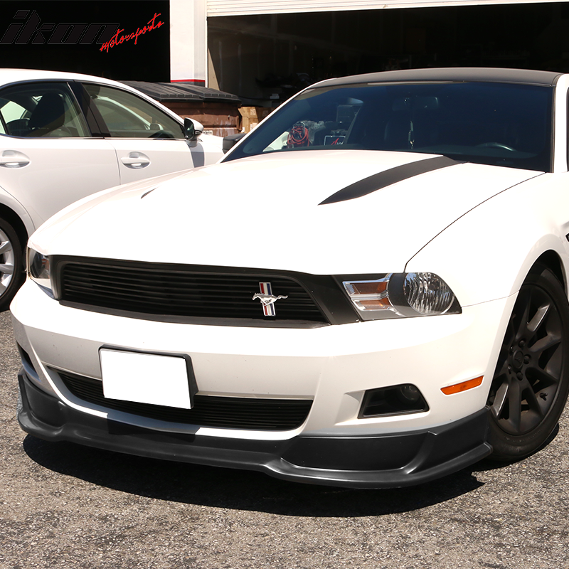 Front Bumper Lip Compatible With 2010-2012 Ford Mustang V6, Black PU Front Lip Finisher Under Chin Spoiler Add On by IKON MOTORSPORTS, 2011