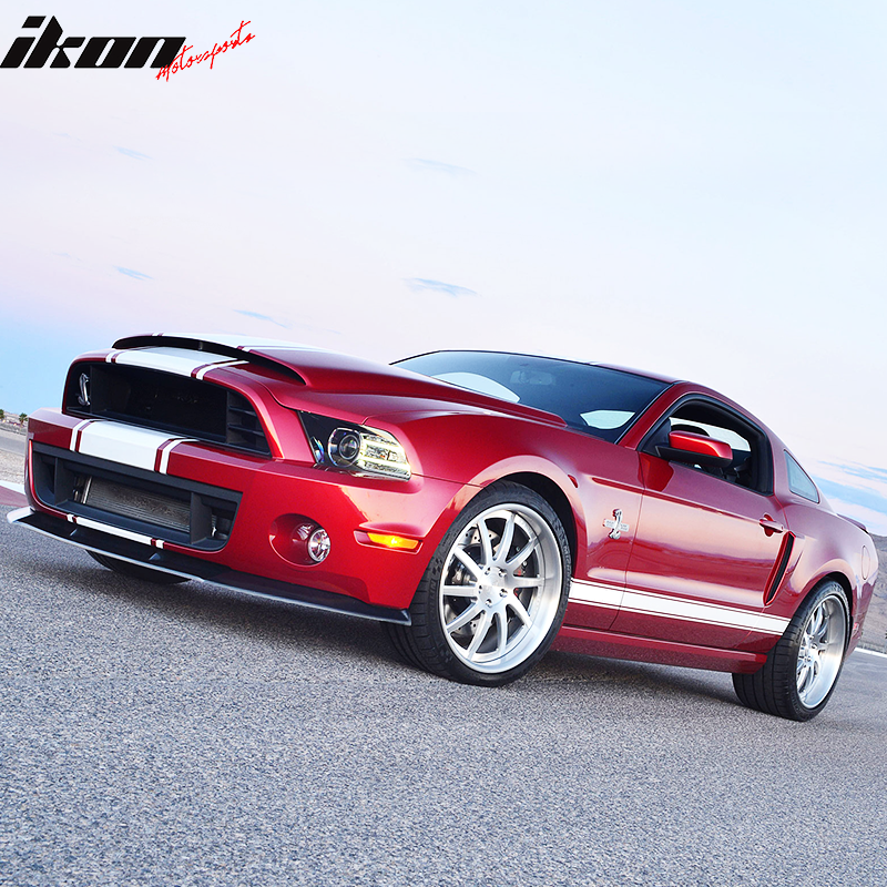 Front Bumper Lip Compatible With 2010-2014 Mustang Shelby GT500, Factory Style Black PP Finisher Under Chin Spoiler Add On by IKON MOTORSPORTS, 2011 2012 2013