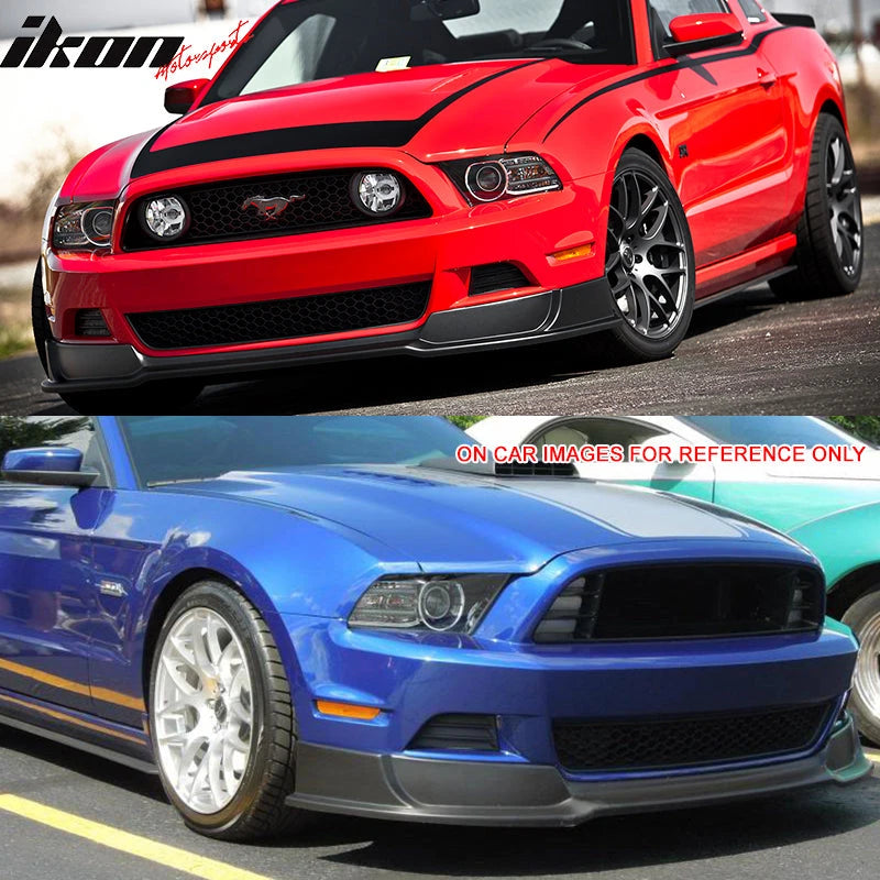 IKON MOTORSPORTS, Front Bumper Lip Compatible With 2013-2014 FORD MUSTANG V6 & GT, Front Lip Spoiler Splitter