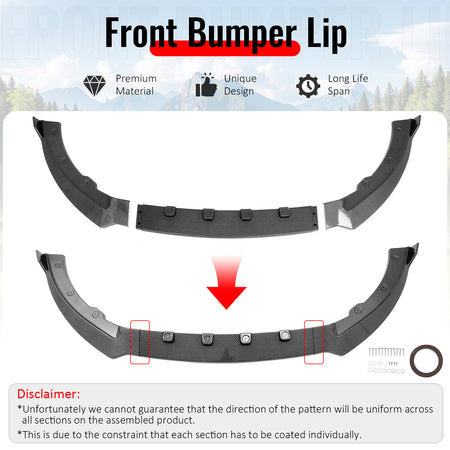 Fits 13-14 Ford Mustang V6 GT IKON Style Front Bumper Lip Carbon Fiber Print ABS