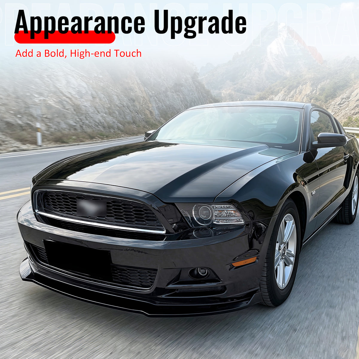 Fits 13-14 Ford Mustang V6 GT IKON Style Front Bumper Lip Gloss Black ABS 3PCS