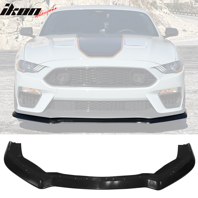 IKON MOTORSPORTS, Front Bumper Lip Compatible With 2021-2023 Ford Mustang Mach 1, PP Polypropylene Handling Package Style Front Lower Chin Lip Splitter Protector