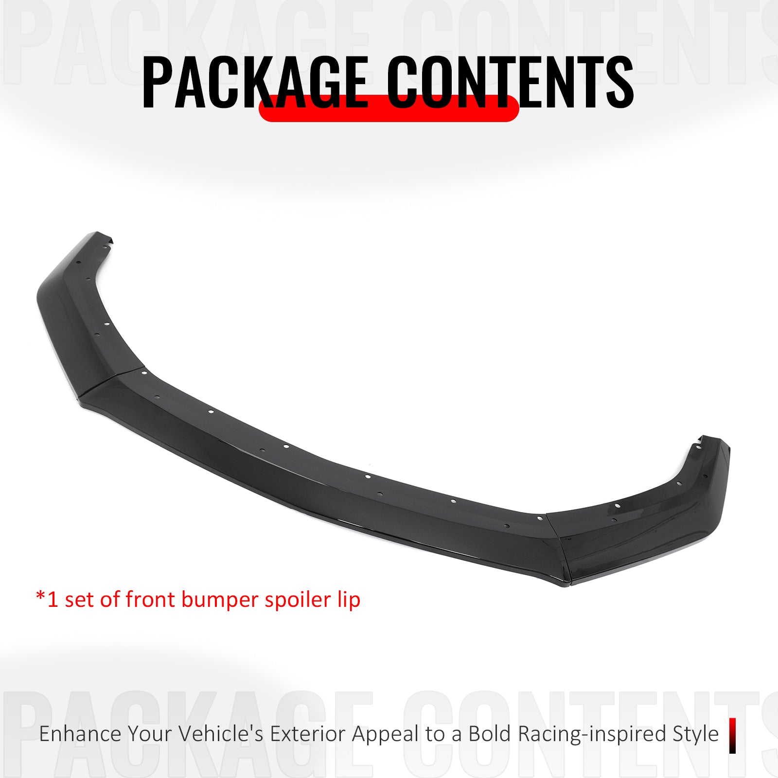 Fits 24-26 Ford Mustang S650 DH Front Bumper Lip Chin Splitter PP Gloss Black