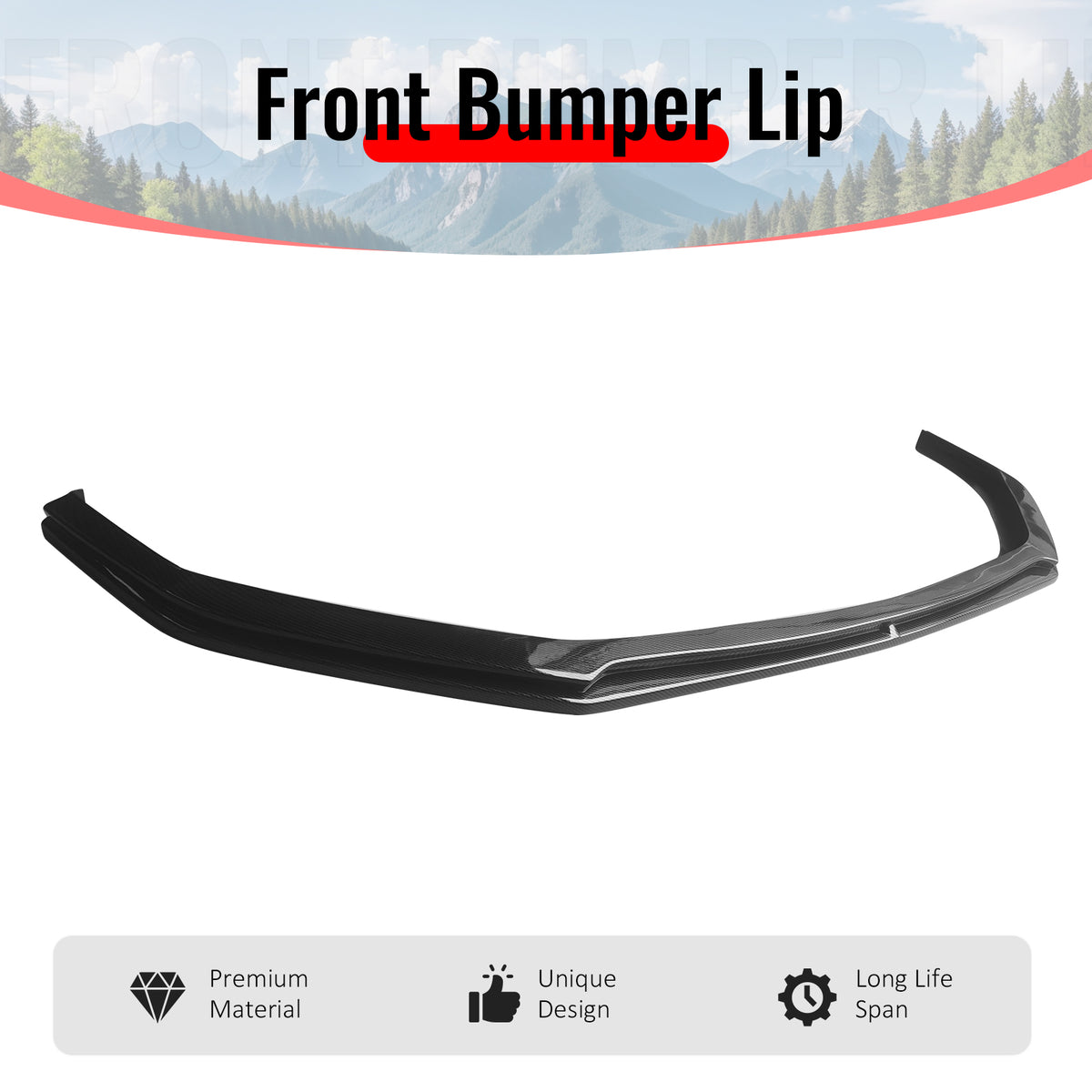 Fit 24-26 Mustang 7th Dark Horse IKON Carbon Fiber Look Front Bumper Lip Spoiler