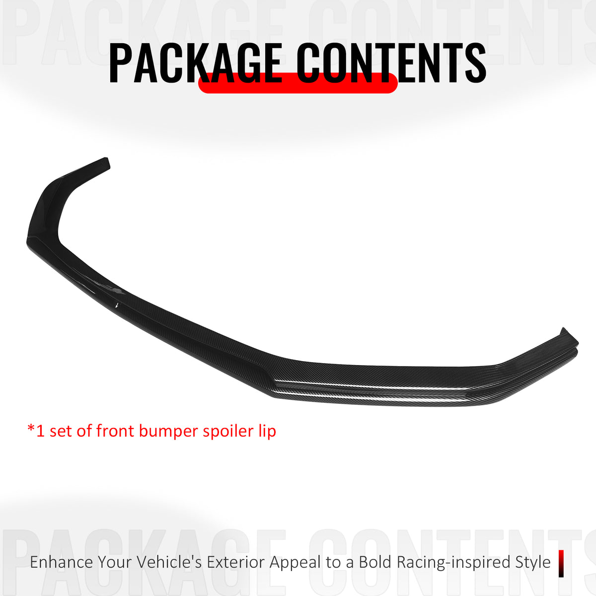Fit 24-26 Mustang 7th Dark Horse IKON Carbon Fiber Look Front Bumper Lip Spoiler