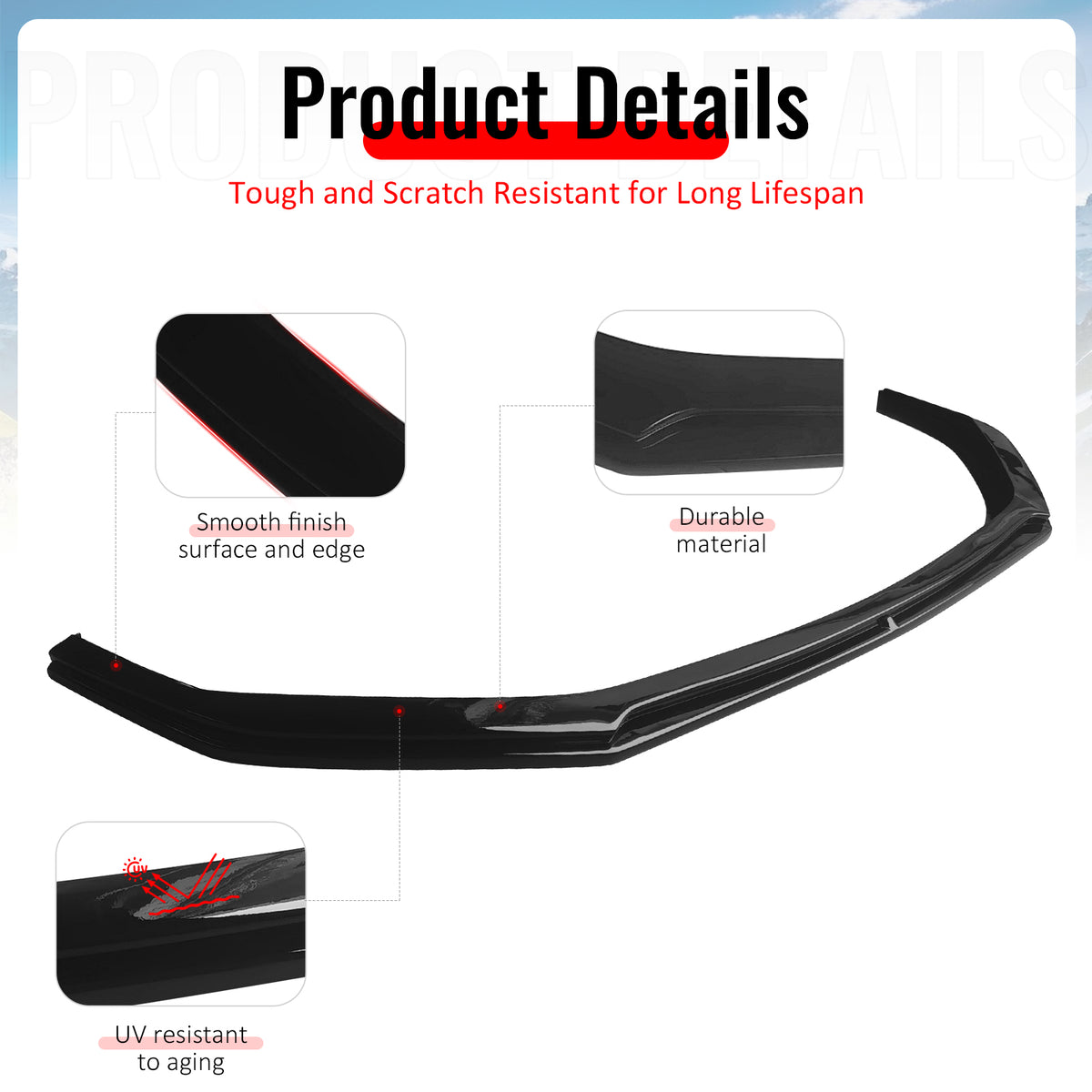 Fits 24-26 Mustang Dark Horse IKON Style Gloss Black Front Bumper Lip Splitter