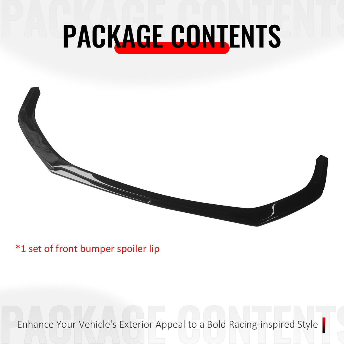 Fits 24-26 Mustang Dark Horse IKON Style Gloss Black Front Bumper Lip Splitter