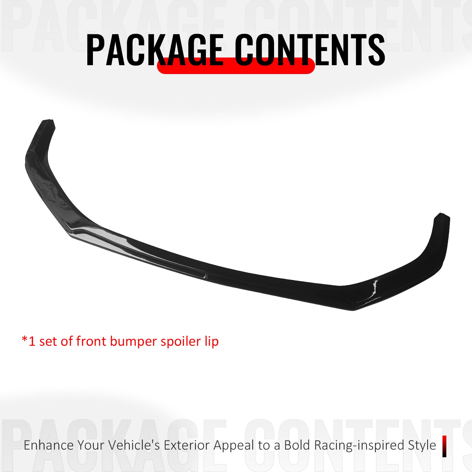 Fits 24-26 Mustang Dark Horse IKON Style Gloss Black Front Bumper Lip Splitter