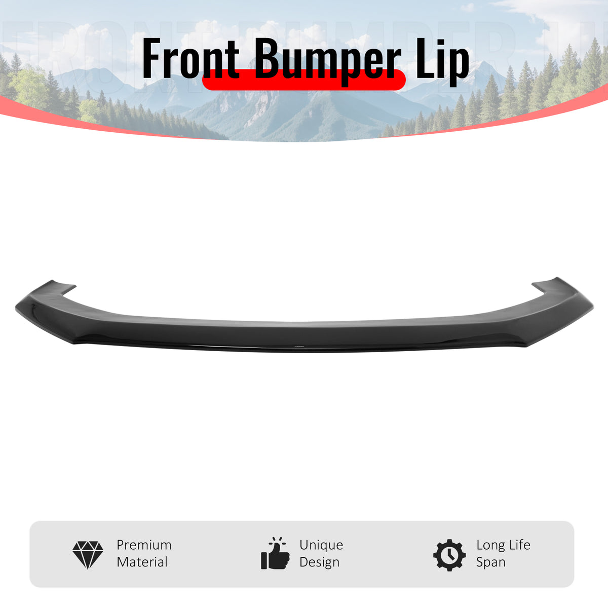 Fits 24-26 Ford Mustang Ecoboost & GT Gloss Black Front Lip Dark Horse Style ABS