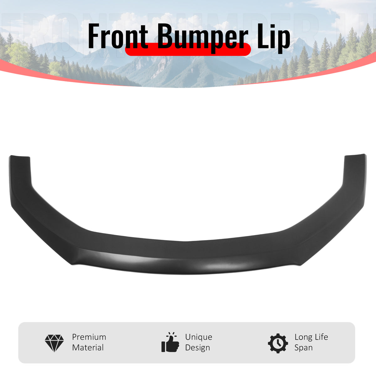 Fits 24-26 Ford Mustang Ecoboost & GT Matte Black Front Lip Dark Horse Style ABS