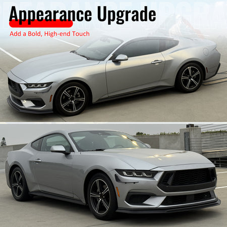 Fits 24-26 Ford Mustang Ecoboost& GT IKON Style Front Bumper Lip Gloss Black ABS