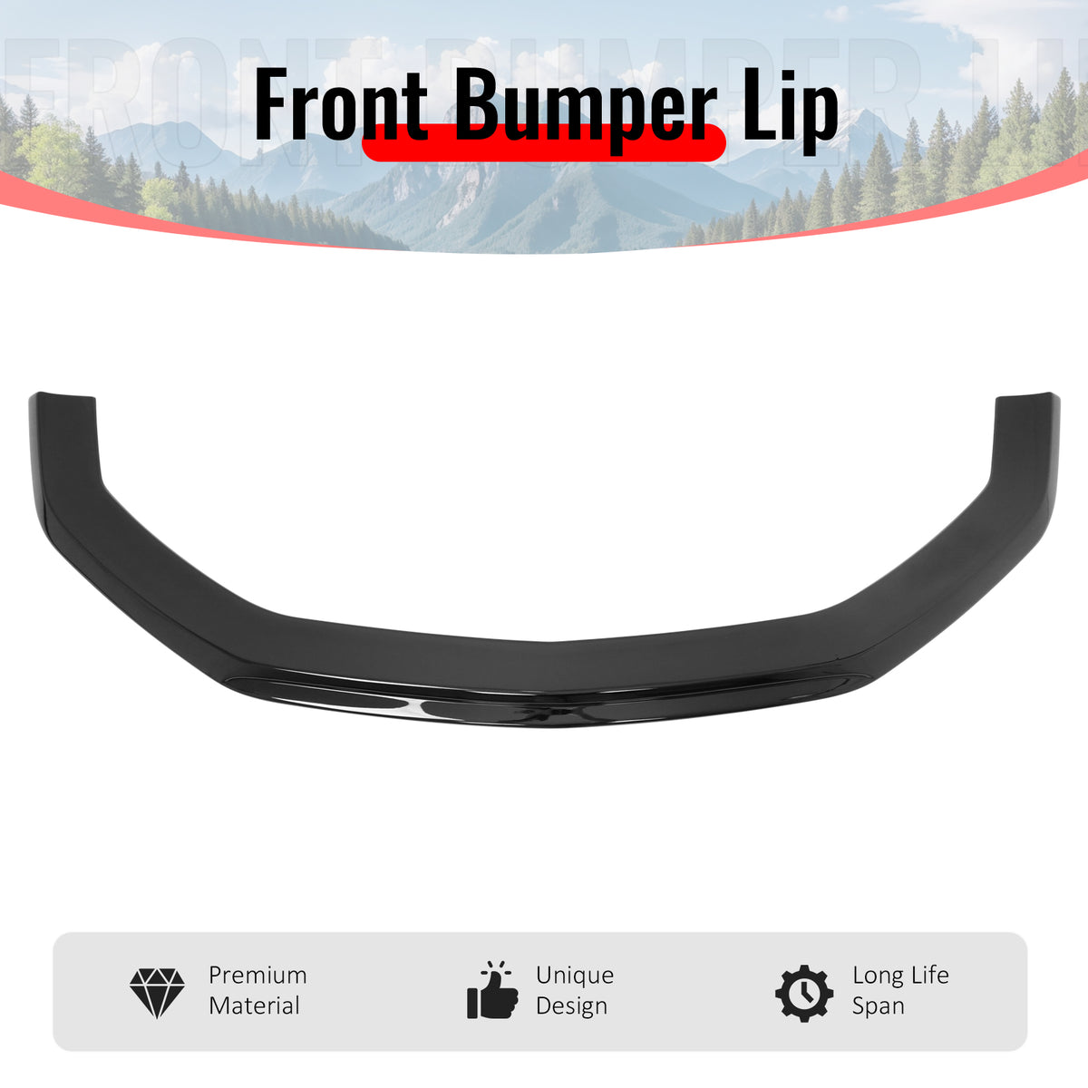 Fits 24-26 Ford Mustang Ecoboost& GT IKON Style Front Bumper Lip Gloss Black ABS