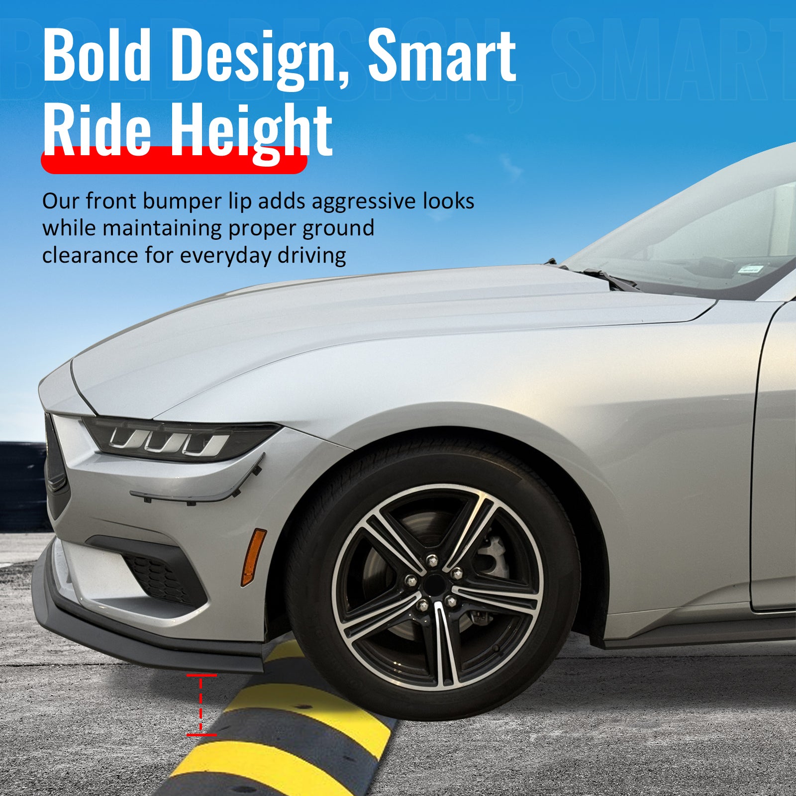 Fits 24-26 Ford Mustang Ecoboost& GT IKON Style Front Bumper Lip Matte Black ABS