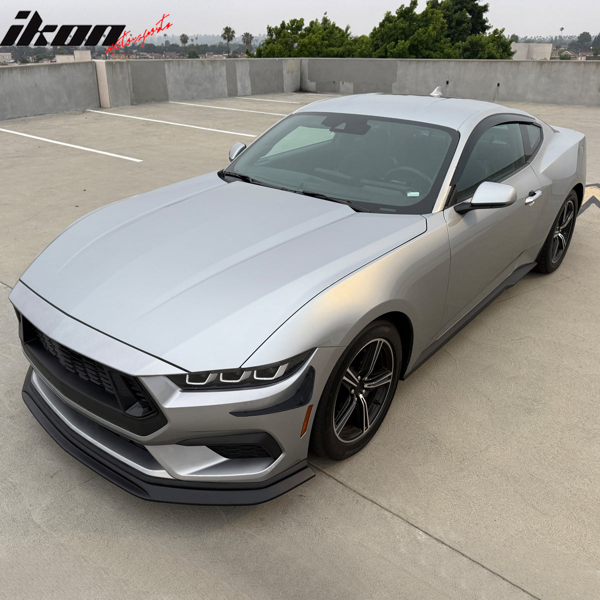 Fits 24-26 Ford Mustang Ecoboost& GT IKON Style Front Bumper Lip Matte Black ABS