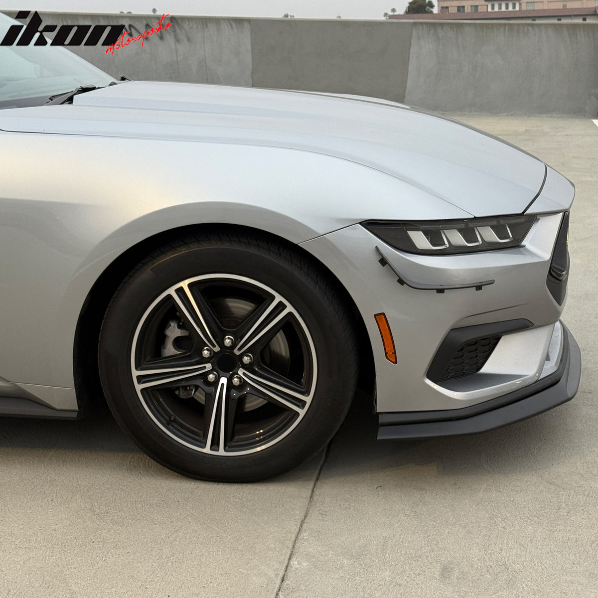 Fits 24-26 Ford Mustang Ecoboost& GT IKON Style Front Bumper Lip Matte Black ABS