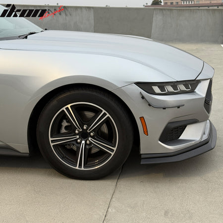Fits 24-26 Ford Mustang Ecoboost& GT IKON Style Front Bumper Lip Matte Black ABS