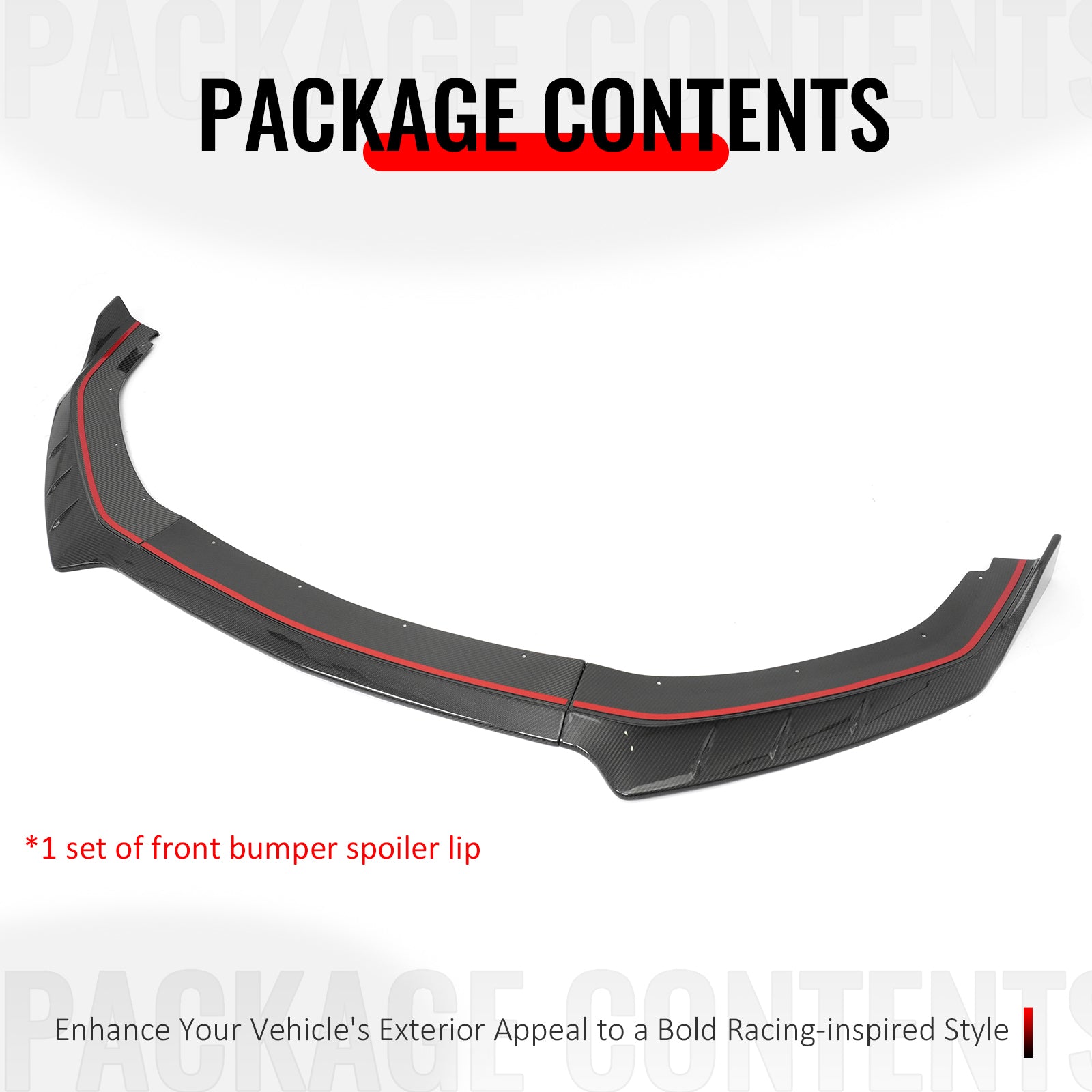Fits 24-26 Ford Mustang IKON Front Bumper Lip Real Carbon Fiber Lower Splitter