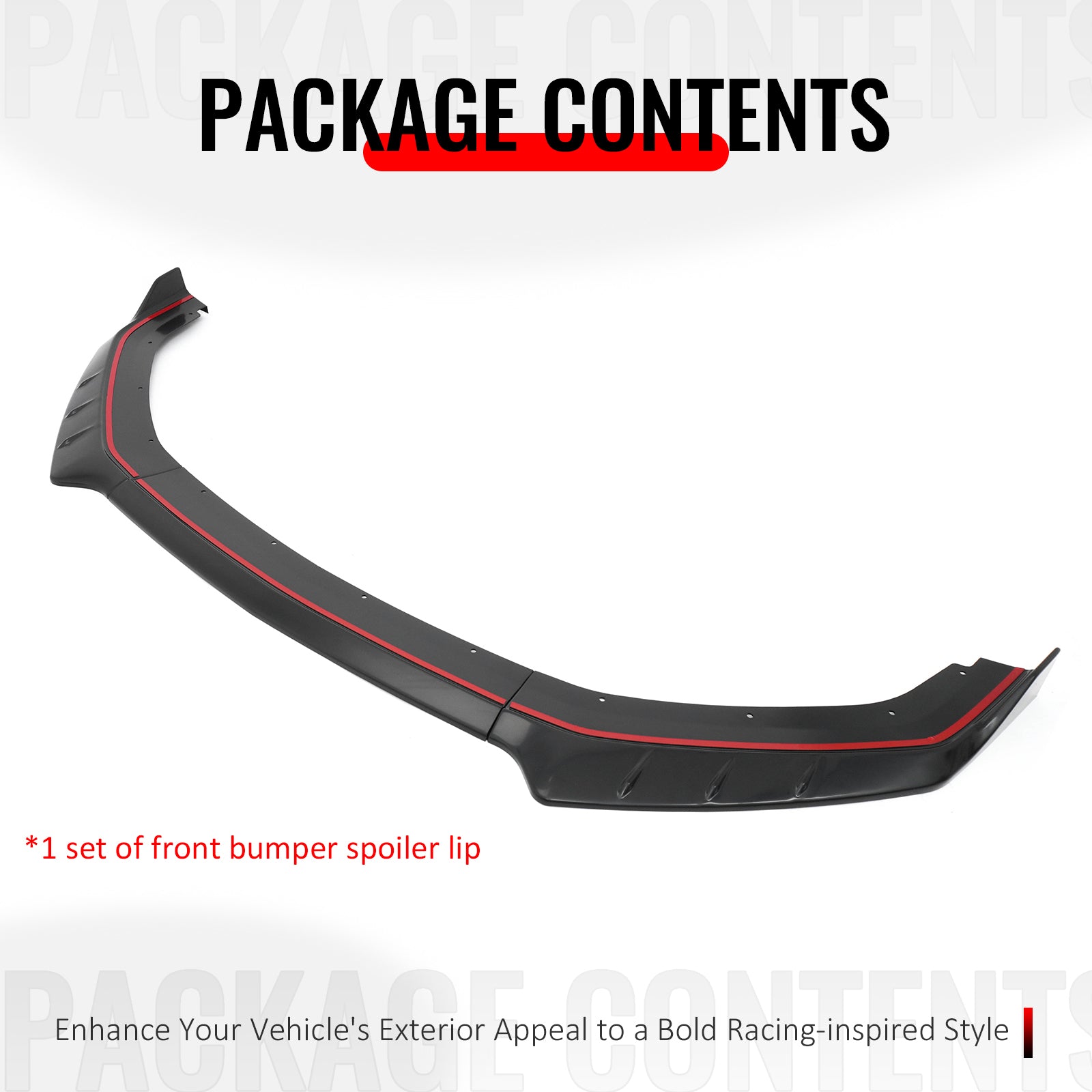 Fits 24-26 Ford Mustang IKON Style Front Bumper Lip Matte Black Lower Splitter