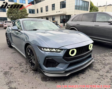 Fits 24-26 Ford Mustang Front Bumper Lip 5PC Spoiler Carbon Fiber Print Splitter