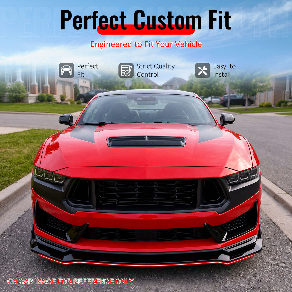 Fit 2024-2026 Ford Mustang Front Bumper Lip Carbon Fiber Print ABS GT Style